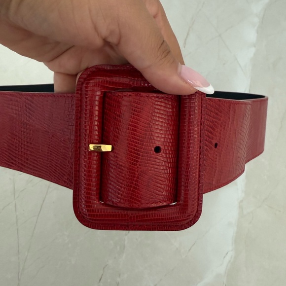 Saint Laurent leather Elegant Red Textured Belt NWOT - Picture 2 of 3